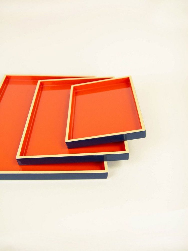 Trays - Set of 3 rectangular wood and lacquer trays - L INDOCHINEUR X RIVÊT
