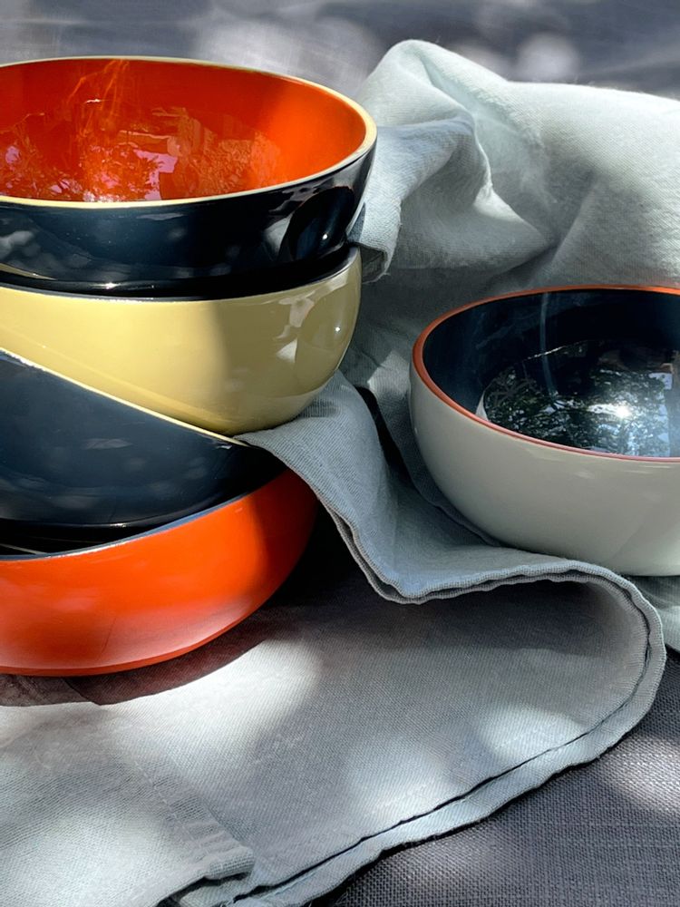 Decorative objects - Set of 6 coconut and lacquer bowls - L INDOCHINEUR X RIVÊT