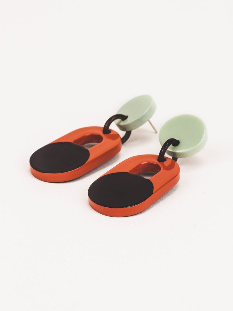 Jewelry - Ariane earrings in black horn and two-tone lacquer - L INDOCHINEUR X RIVÊT