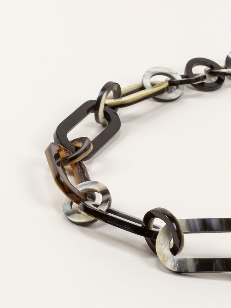 Bijoux - Collier anneaux épais ronds et ovales bords droits en corne - L INDOCHINEUR X RIVÊT
