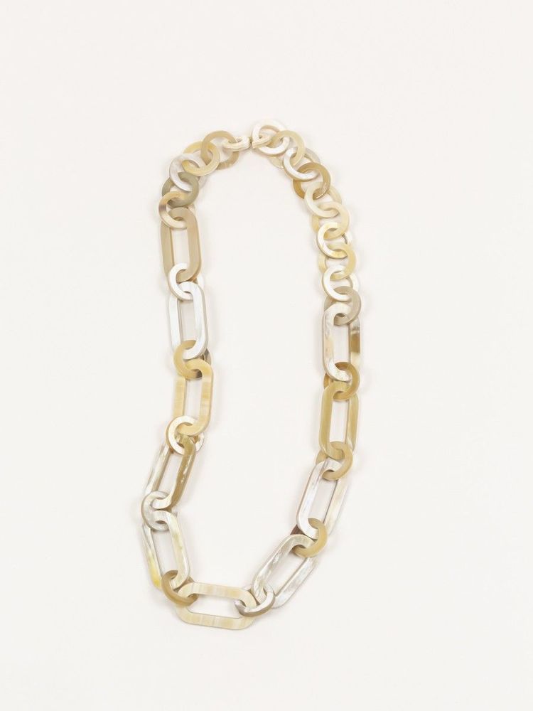 Bijoux - Collier anneaux épais ronds et ovales bords droits en corne - L INDOCHINEUR X RIVÊT