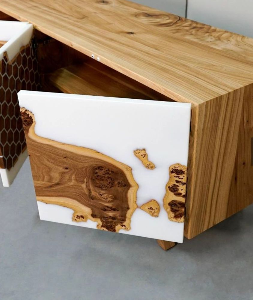 Objets de décoration - Meuble TV et résine époxy blanche - FRENCH EPOXY