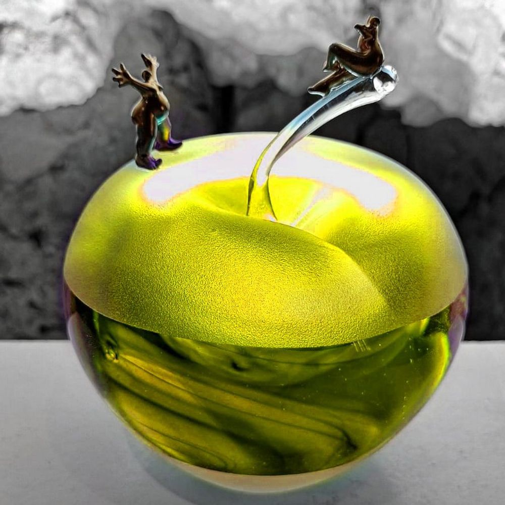 Verre d'art - Œuvres en verre : "CROQUEZ LA VIE" ! Sablées / Givrées - LAURENCE DREANO