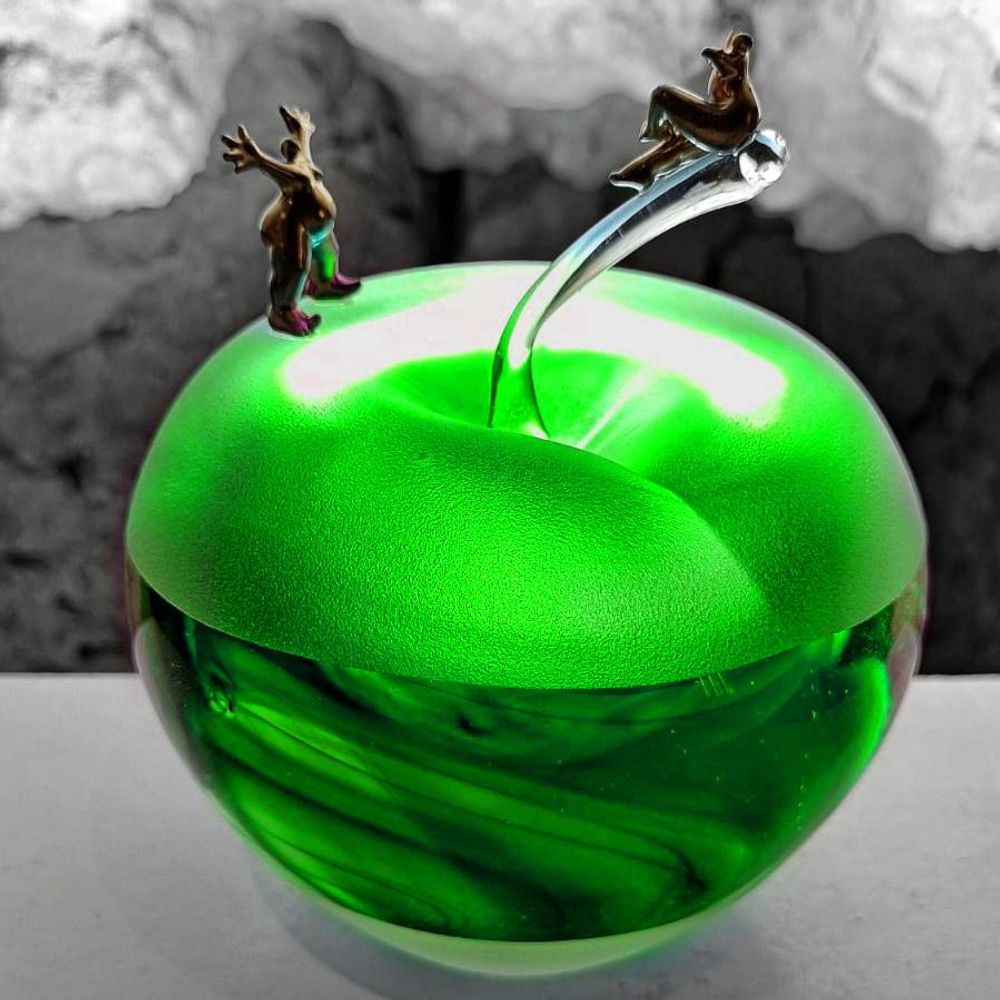 Verre d'art - Œuvres en verre : "CROQUEZ LA VIE" ! Sablées / Givrées - LAURENCE DREANO