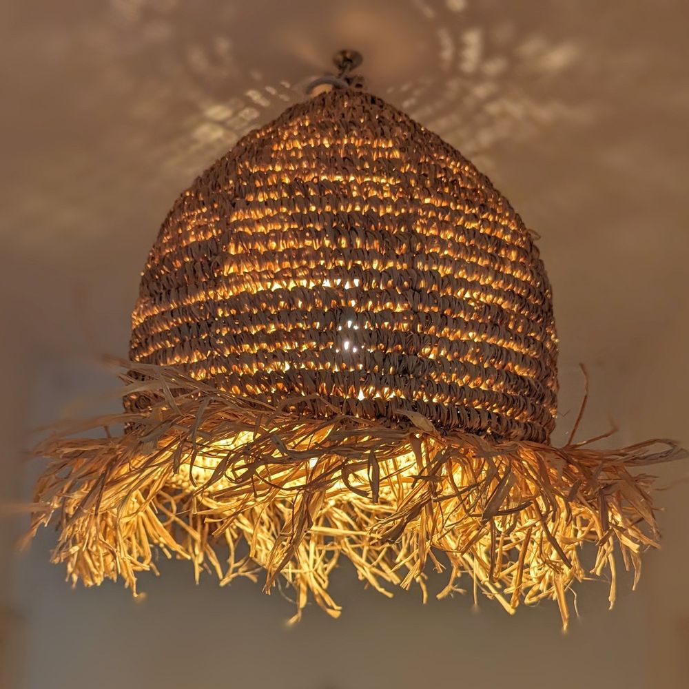 Hanging lights - Set of 3 Half-Moon Suspensions in Sisal and Raffia (Bali) DLSR3 - BALINAISA