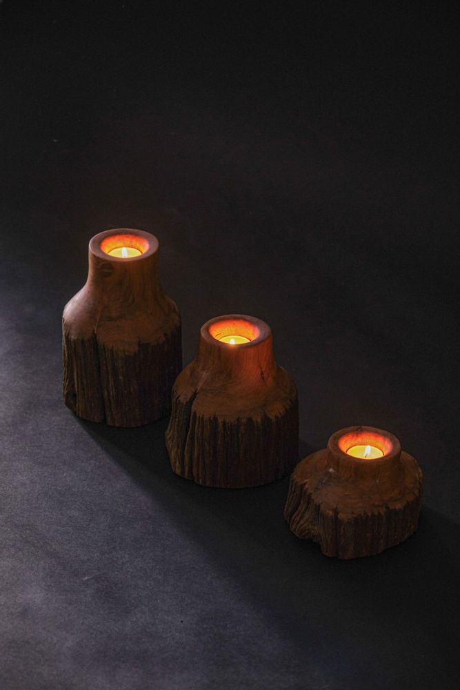 Candles - Set  wood candles - BO002 - CALLITRIS