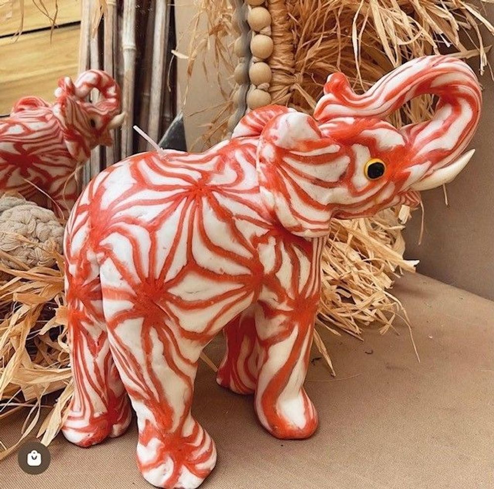 Decorative objects - Orange Web Elephant Candle - EL PELICANO