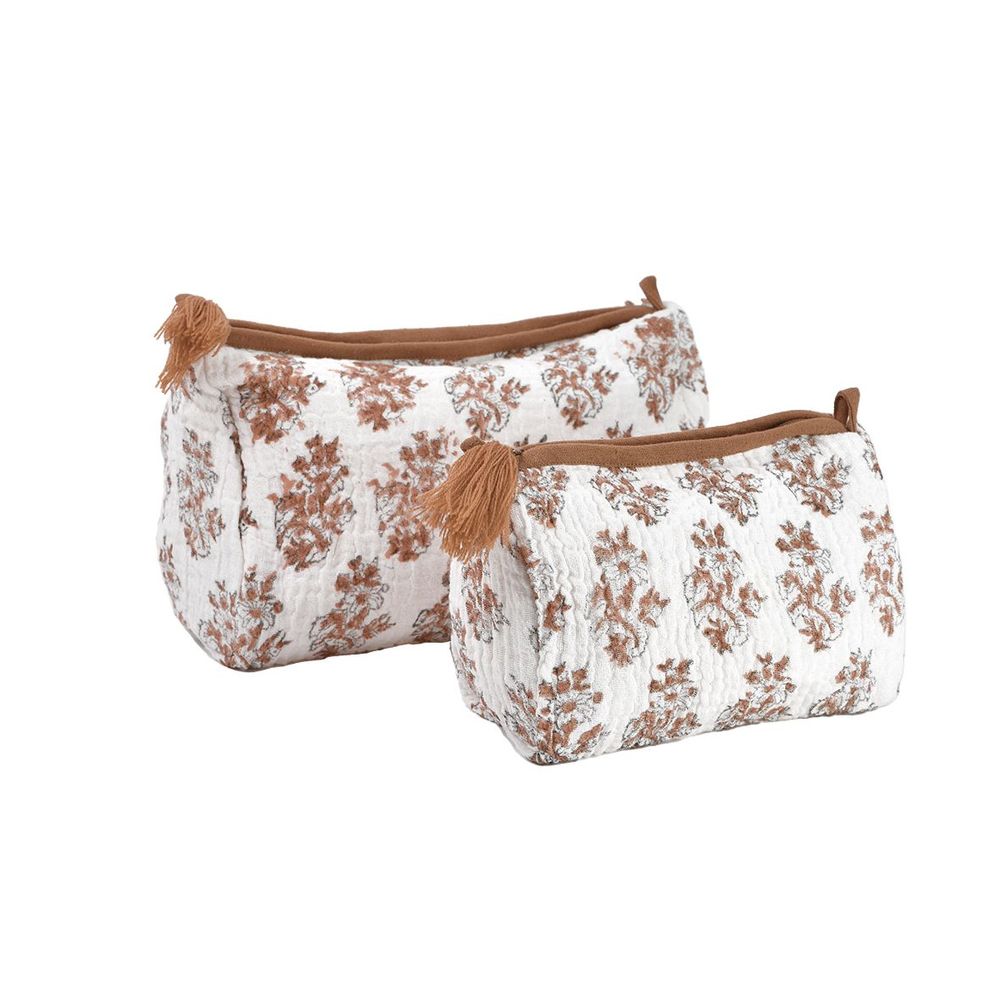 Clutches - Blockprint cotton gauze toiletry and cosmetic bag - MAISON LILO