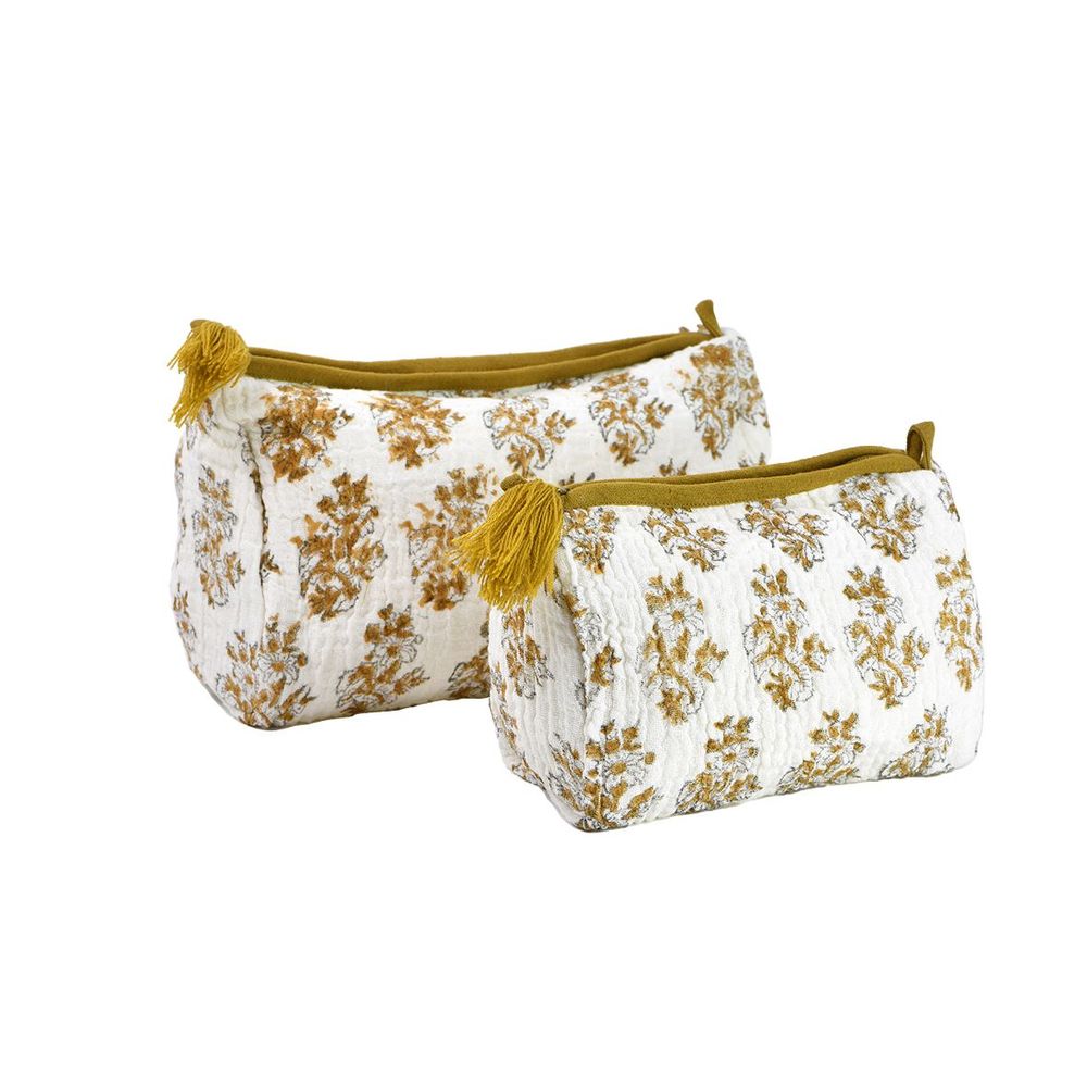 Clutches - Blockprint cotton gauze toiletry and cosmetic bag - MAISON LILO