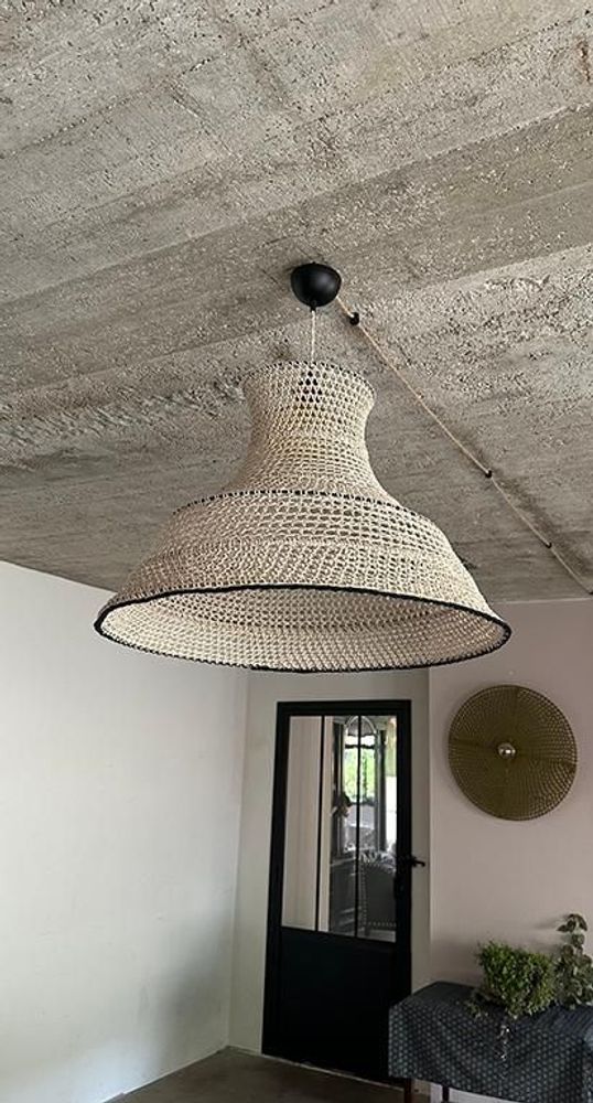 Office design and planning - ETHER linen and cotton lamp Height 53cm/Diameter 70 cm delivered with frame - ADELE VAHN
