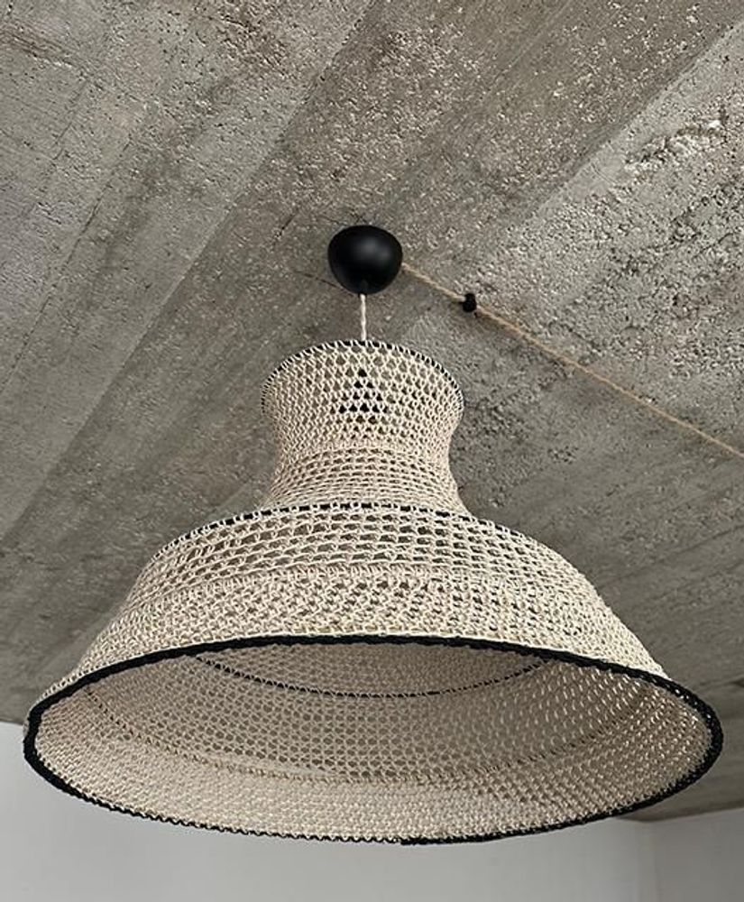 Office design and planning - ETHER linen and cotton lamp Height 53cm/Diameter 70 cm delivered with frame - ADELE VAHN