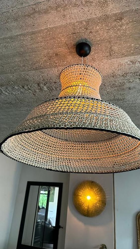 Office design and planning - ETHER linen and cotton lamp Height 53cm/Diameter 70 cm delivered with frame - ADELE VAHN