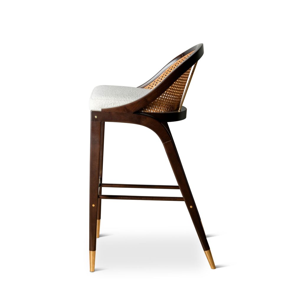 Stools for hospitalities & contracts - Wormley Bar Stool in Darkened Sikomoro and Brushed Brass Details - DUISTT
