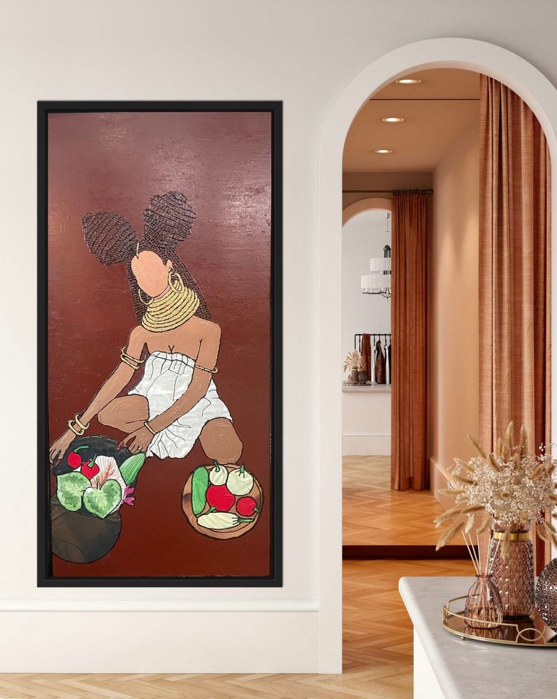 Peintures et vernis - TABLEAU : FEMME GIRAFE - CHACHA.ARTDECO