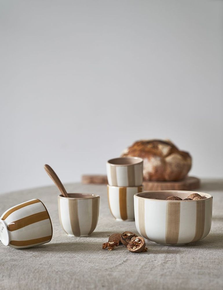 Tasses et mugs - Tasse À Café Nua Camel Rayé Ø7 Cm H7 Cm - HOMATA