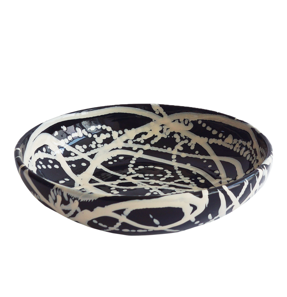 Platter and bowls - Arty Dish Black/Ecru Background Ø25 Cm/H6 Cm - HOMATA