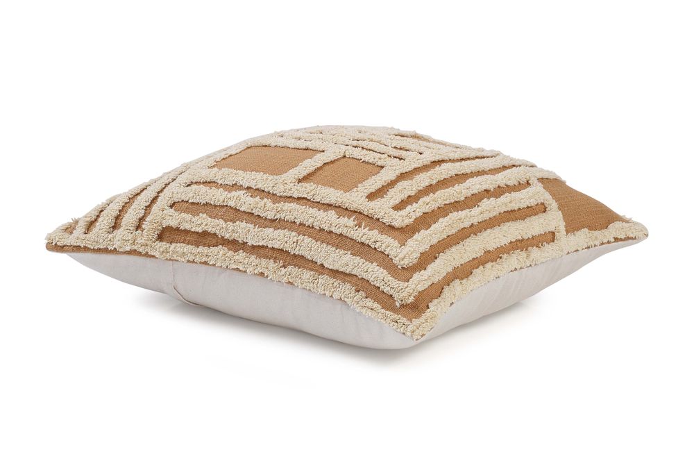Coussins textile - Rekha Cross Tufted Pillow, Clay- 18x18 Inch - CASA AMAROSA