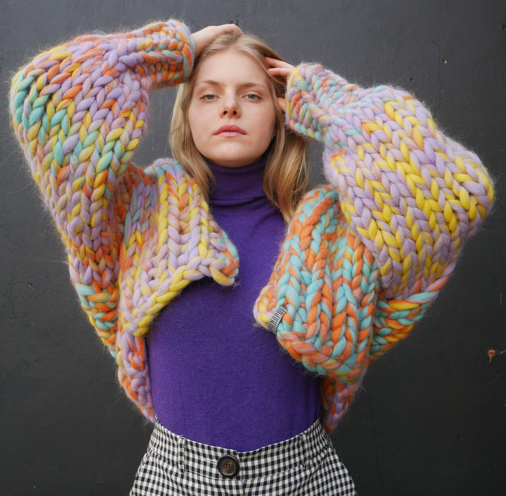 Bags and totes - Chunky Knit Merino Cardigan Sweater - PANAPUFA
