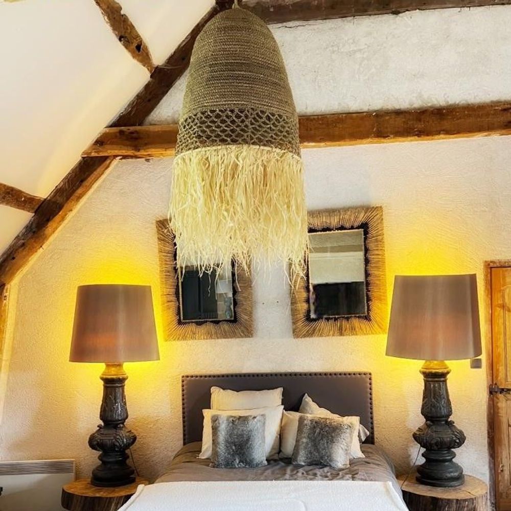 Hanging lights - Set of 3 openwork Suspensions in Sisal and Raffia (Bali) SASRS11 - BALINAISA