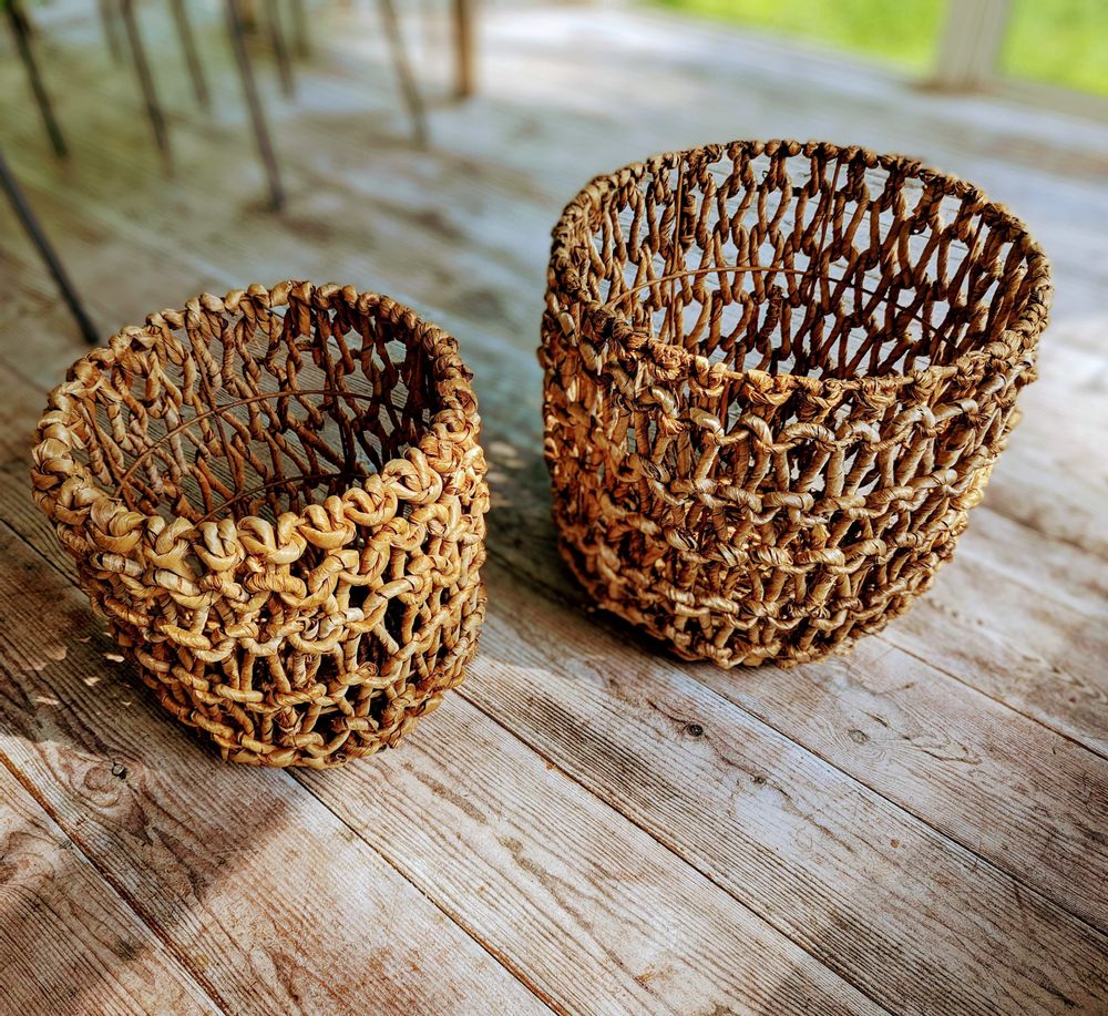 Coffrets et boîtes - Panier en abaca ajouré (Bali) - PSAA146 - BALINAISA