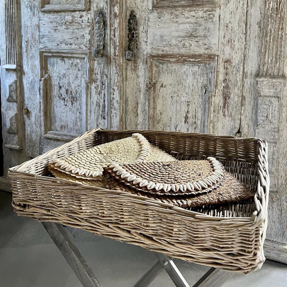 Clutches - PALM LEAF AND COWBERRY SHELL WALLET - Natural - PFPCN-28-17 - BALINAISA