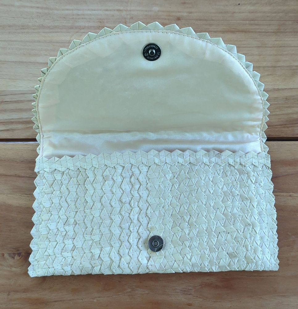 Clutches - PALM LEAF AND COWBERRY SHELL WALLET - Natural - PFPCN-28-17 - BALINAISA