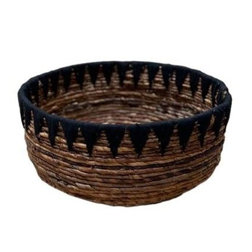 Coffrets et boîtes - Set de 3 Corbeilles en Mendong et macramé noir (Bali) - CTMSN - BALINAISA