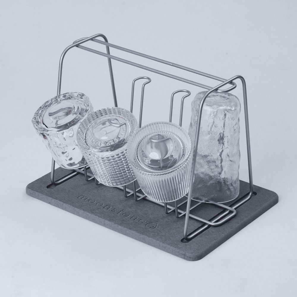 Dish Drainers - Addison Design Modern Black Gray Odorless Absorbent Stone Drainer - OSNA