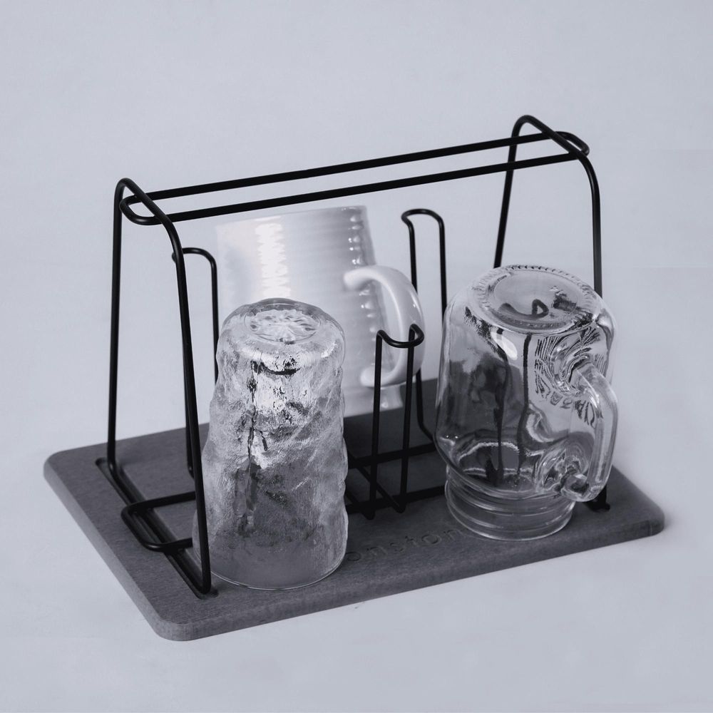 Dish Drainers - Addison Design Modern Black Gray Odorless Absorbent Stone Drainer - OSNA