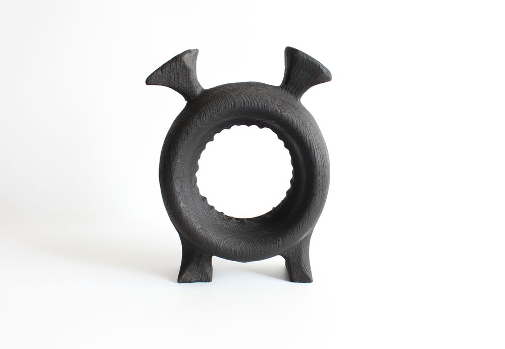 Objets de décoration - Décoration d'étagère unique en bois noir faite à la main - WOODENDREAMS