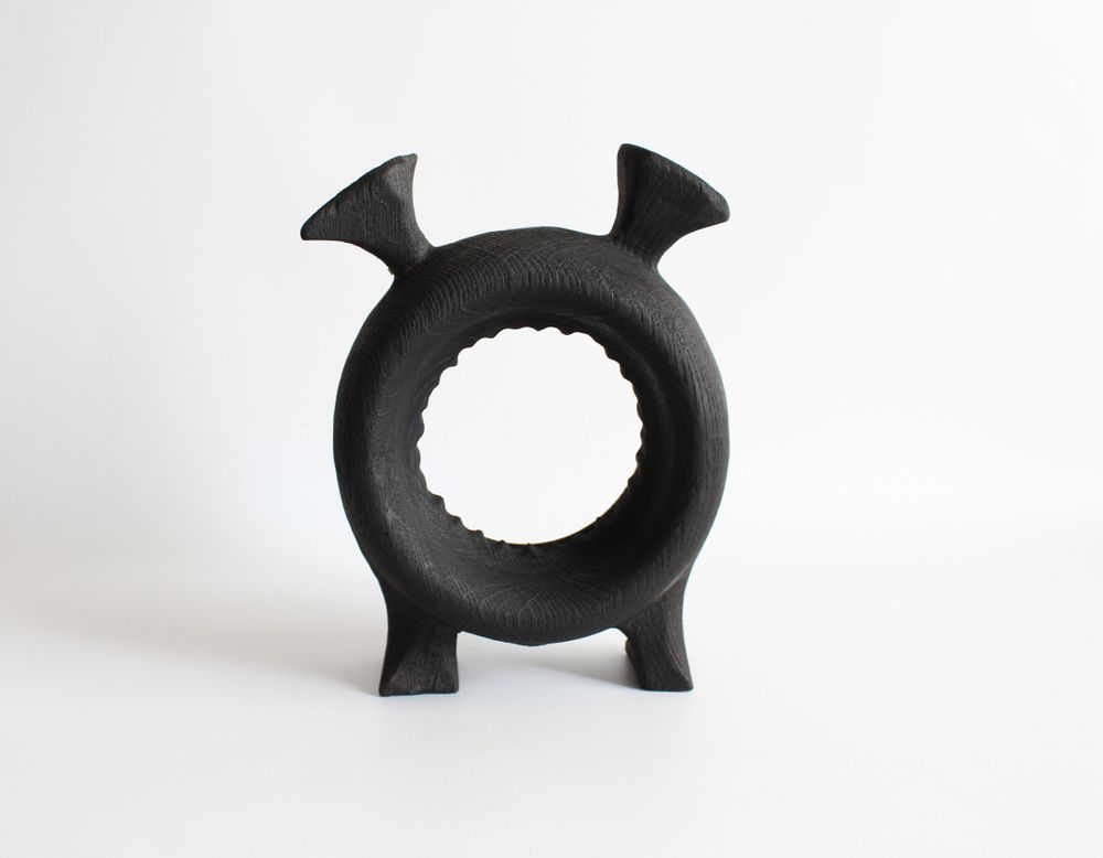 Objets de décoration - Décoration d'étagère unique en bois noir faite à la main - WOODENDREAMS