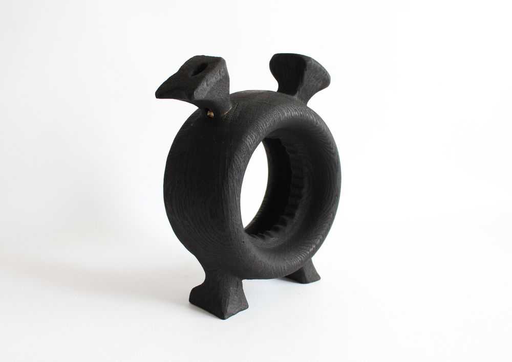 Objets de décoration - Décoration d'étagère unique en bois noir faite à la main - WOODENDREAMS