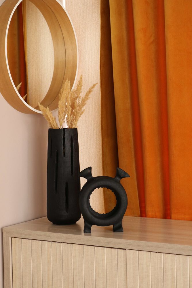 Objets de décoration - Décoration d'étagère unique en bois noir faite à la main - WOODENDREAMS