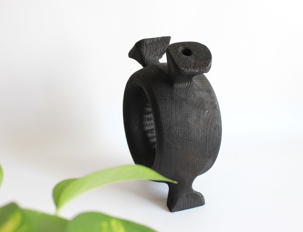 Objets de décoration - Décoration d'étagère unique en bois noir faite à la main - WOODENDREAMS