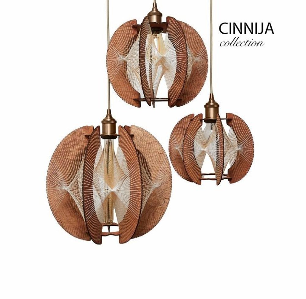 Suspensions - Suspension CINNIJA trio bois foncé - VASSARA LAMPS