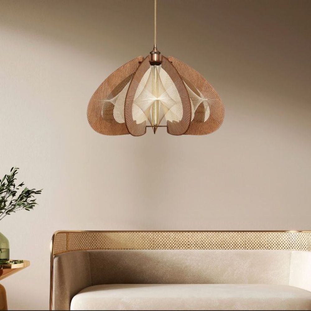 Design objects - Pending lamp TULPE dark wood - VASSARA LAMPS