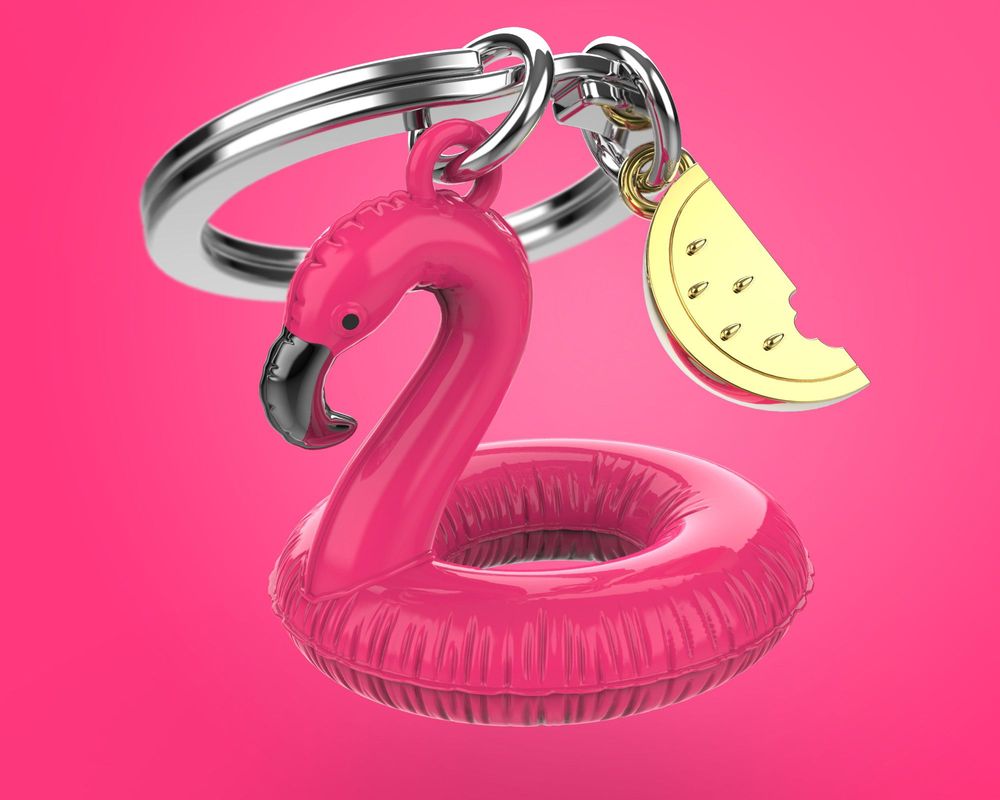 Gifts - pink flamingo Key Chain - METALMORPHOSE