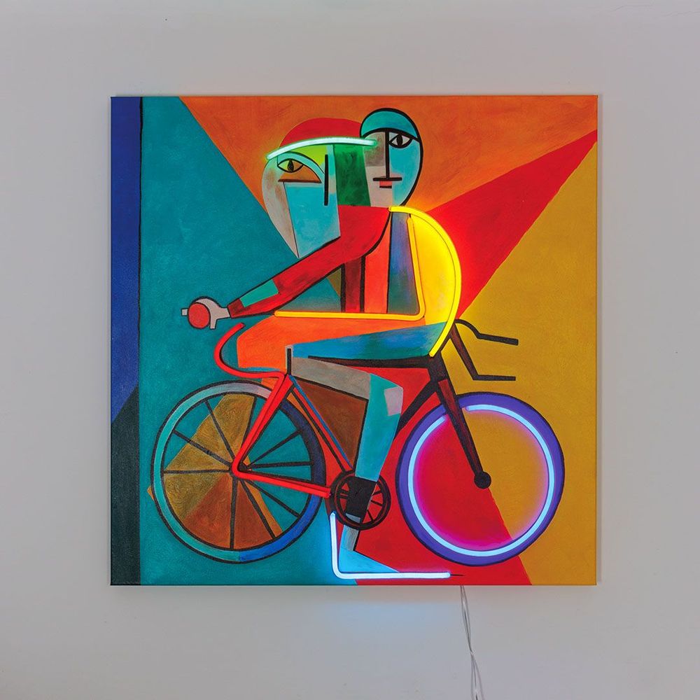 Wall lamps - Wall Painting (LED Neon) - Abstract Cyclist - LOCOMOCEAN