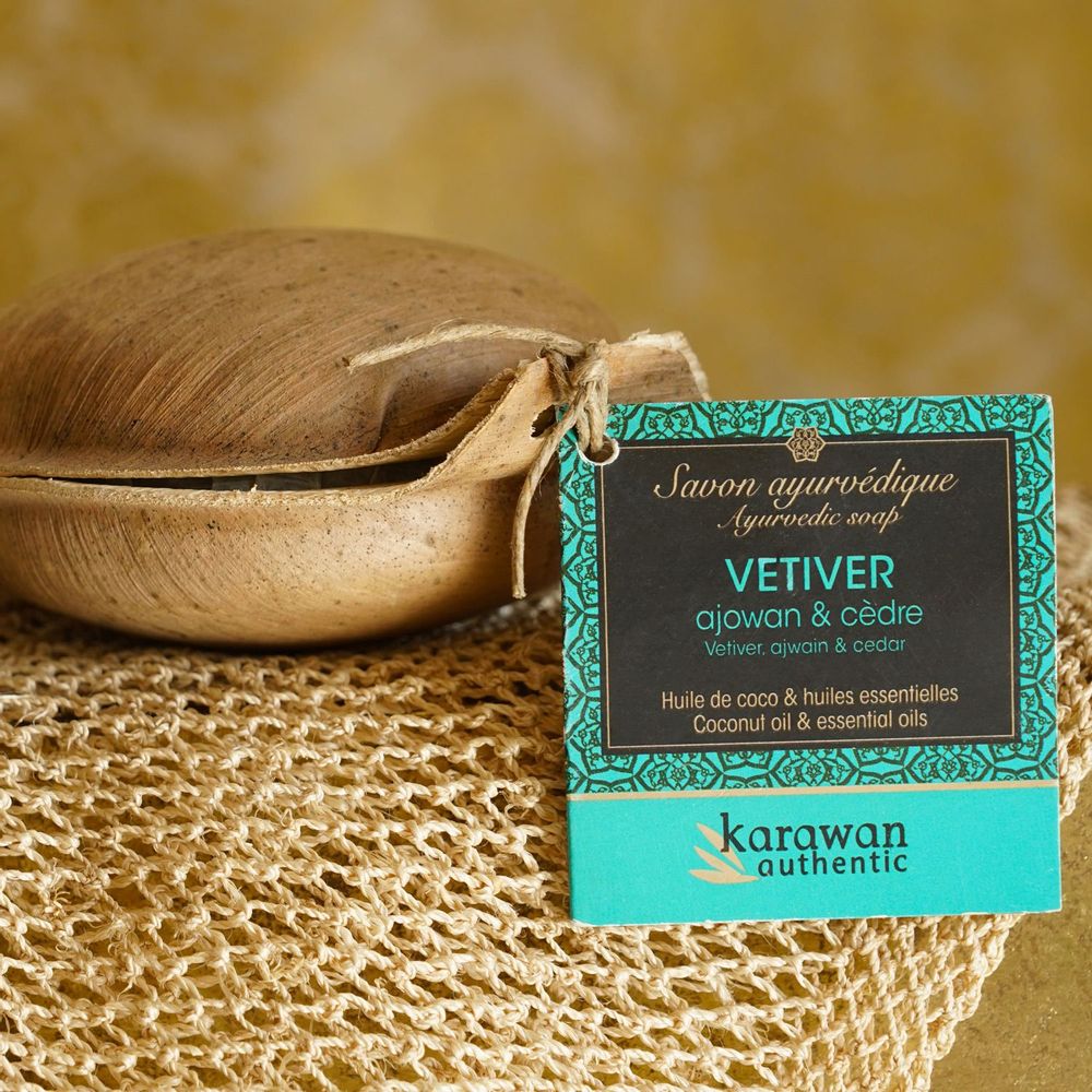 Cadeaux - SAVON SOLIDE AYURVEDIQUE - VETIVER - GRAND FORMAT - 100G - KARAWAN AUTHENTIC