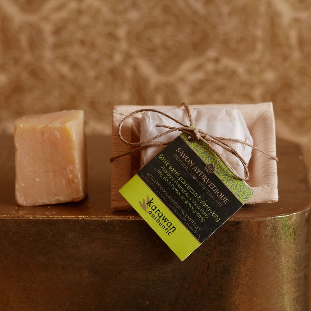Cadeaux - SAVON SOLIDE AYURVEDIQUE - BASILIC SACRÉ - PETIT FORMAT - 20G - KARAWAN AUTHENTIC