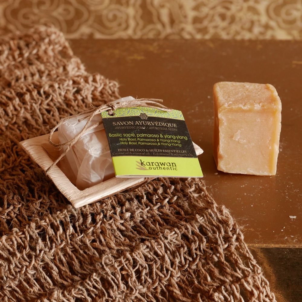 Cadeaux - SAVON SOLIDE AYURVEDIQUE - BASILIC SACRÉ - PETIT FORMAT - 20G - KARAWAN AUTHENTIC