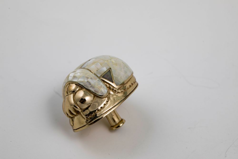 Decorative objects - Mother of Pearl and Recycled Brass Scarab Button - WILD BY MOSAIC