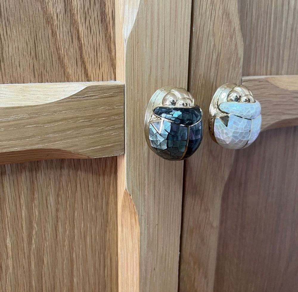 Decorative objects - Mother of Pearl and Recycled Brass Scarab Button - WILD BY MOSAIC
