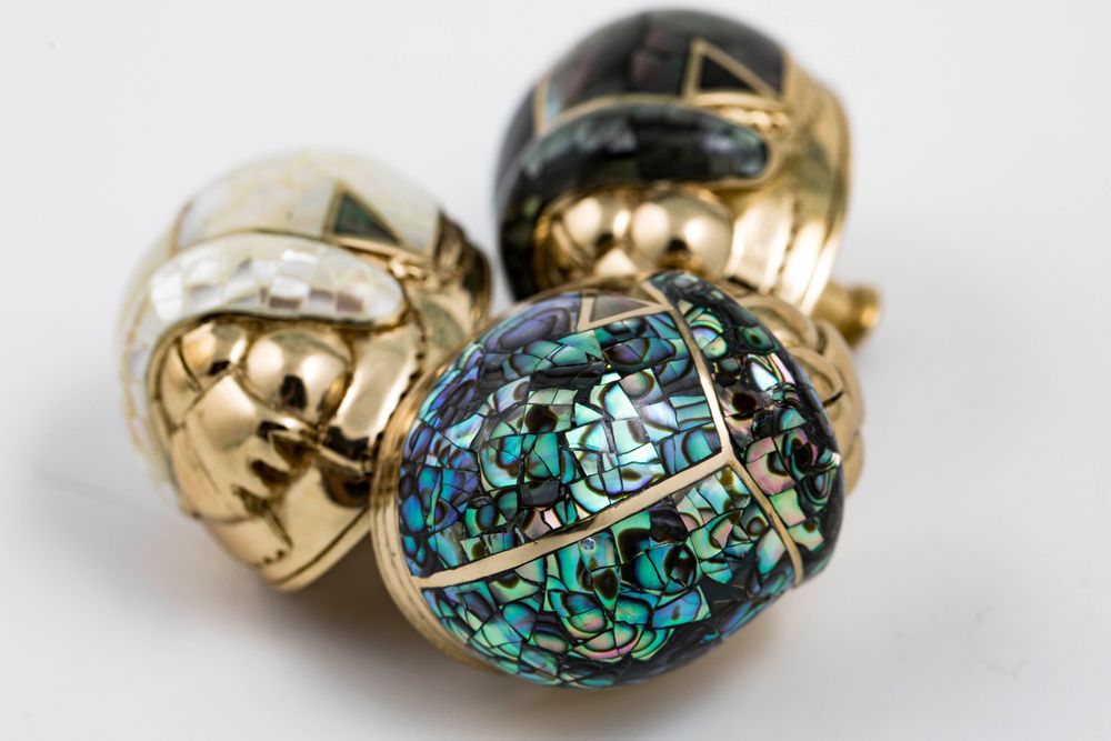 Decorative objects - Mother of Pearl and Recycled Brass Scarab Button - WILD BY MOSAIC