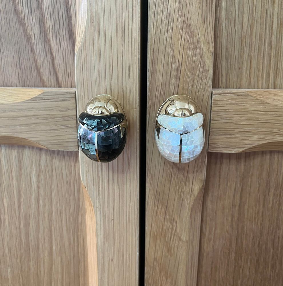 Decorative objects - Mother of Pearl and Recycled Brass Scarab Button - WILD BY MOSAIC
