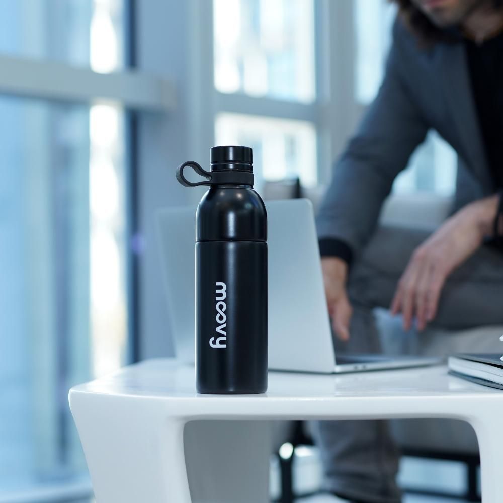 Cuisines de jardin - Moovy Split Bouteille eau inox ouverture milieu noir - OUI SMART