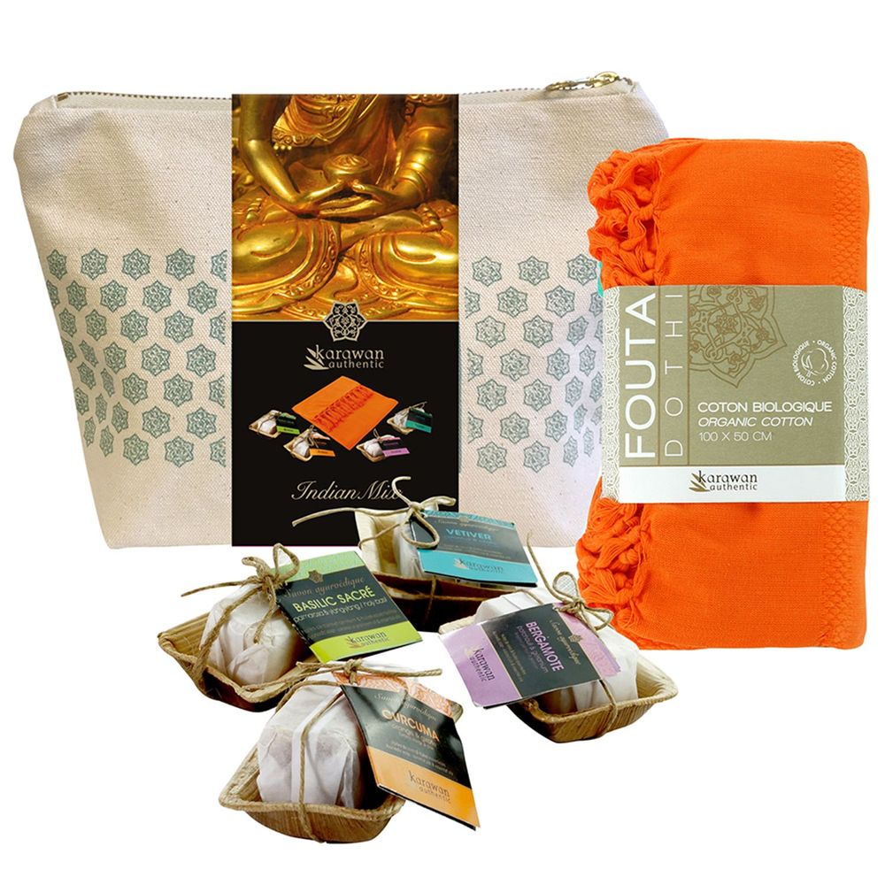 Coffrets et boîtes - TROUSSE BIEN-ÊTRE AYURVÉDA - SOIN INDIAN MIX - KARAWAN AUTHENTIC