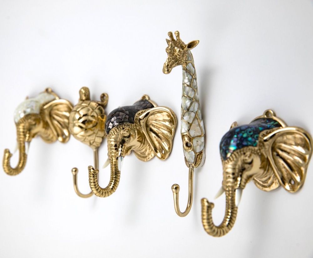 Decorative objects - Giraffe coat hook in recycled brass and natural mother-of-pearl - WILD BY MOSAIC