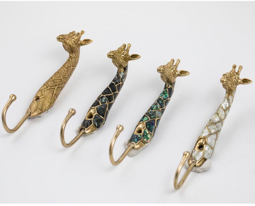 Decorative objects - Giraffe coat hook in recycled brass and natural mother-of-pearl - WILD BY MOSAIC