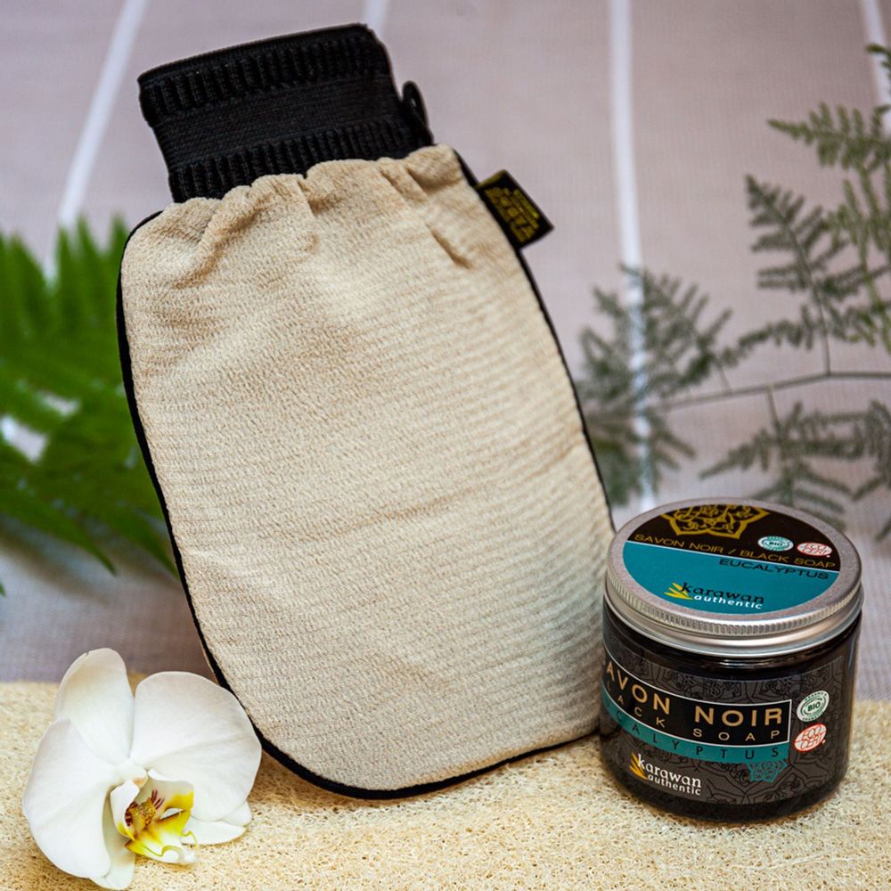 Autres linges de bain - GANT DE GOMMAGE KESSA - GRAIN FIN - VISAGE ET CORPS - KARAWAN AUTHENTIC